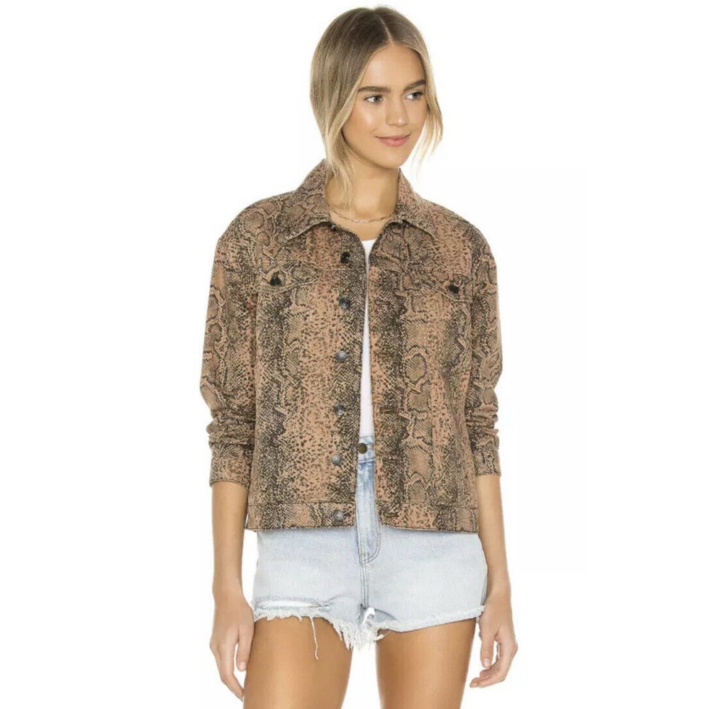 Free People Brown Snake Skin denim Jacket